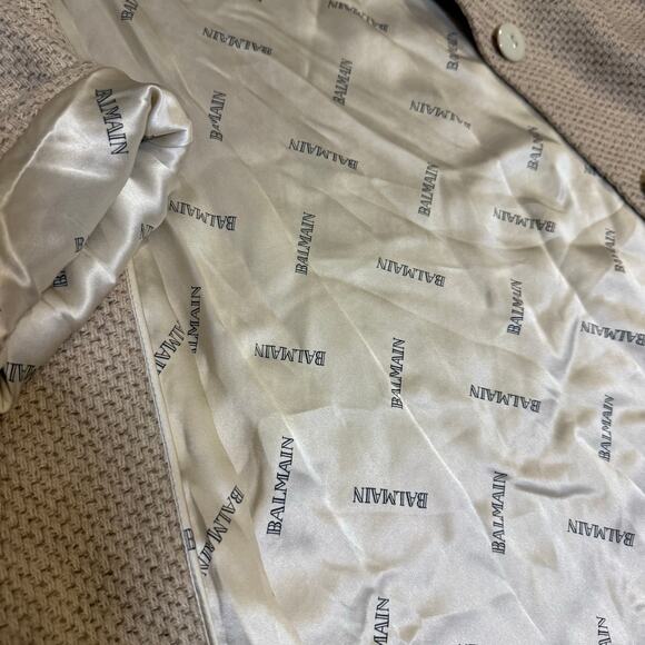 Balmain Paris 100% Cashmere Woven Coat Beige size 4/6 - Picture 6 of 14